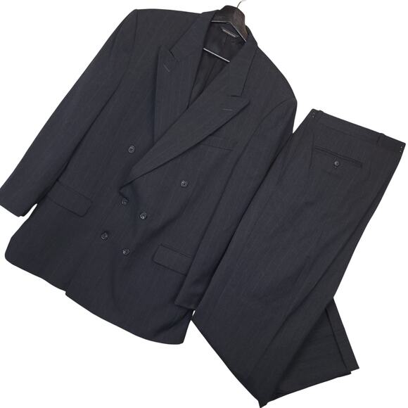 Paul Dione Men's 100% Virgin Wool 2 Piece Suit Sz 46R Blazer Jacket & Pant Set - Picture 1 of 16